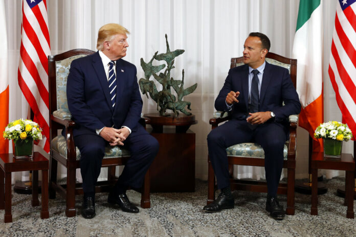 President Donald Trump meets with Irish Prime Minister Leo Varadkar, Wednesday, June 5, 2019, in Shannon, Ireland. Trump is on his first visit to the country as president. Photo: Alex Brandon / AP President Donald Trump meets with Irish Prime Minister Leo Varadkar, Wednesday, June 5, 2019, in Shannon, Ireland. Trump is on his first visit to the country as president. Photo: Alex Brandon / AP