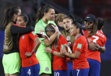 Chile Misses Crucial Penalty in 2-0 Win Over Thailand Chile players react at the end of the Women's World Cup Group F soccer match between Thailand and Chile at the Roazhon Park in Rennes, France, Thursday, June 20, 2019. Photo: David Vincent / AP