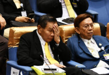 Party Leader Denies Responsibility For Politician’s Drug Smuggling Case Pol. Gen. Sereepisut Temeeyavets during the parliamentary session on June 27.