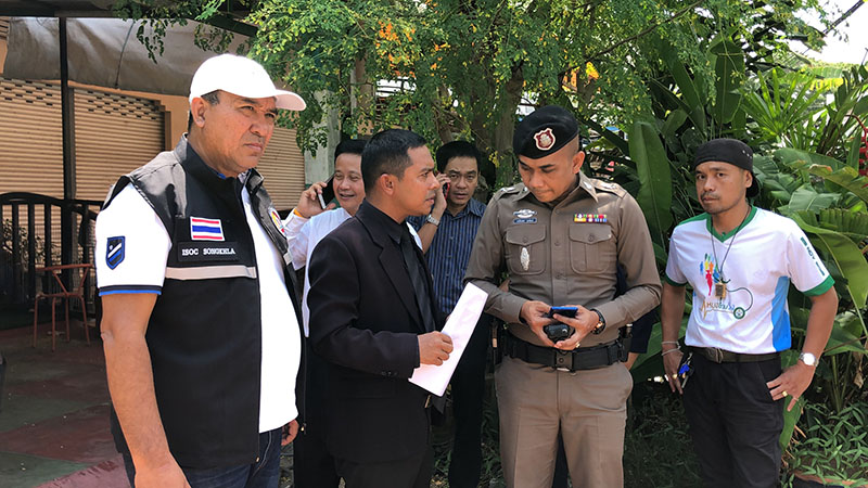 Police at the Energy Pro Network company on June 13, 2019 in Songkhla.