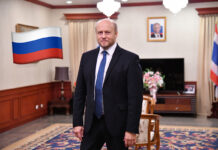 Russian Ambassador Denounces Sanctions, Urges Thais to Buy More Weapons Russian Ambassador Evgeny Tomikhin.