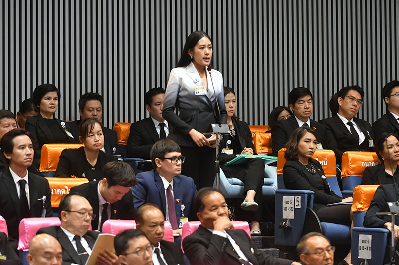 Pannika Wanich of the Future Forward Party in parliament on June 5.