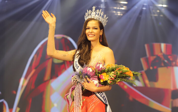 Paweensuda “Fahsai” Drouin is crowned Miss Universe Thailand 2013 on June 29, 2019.