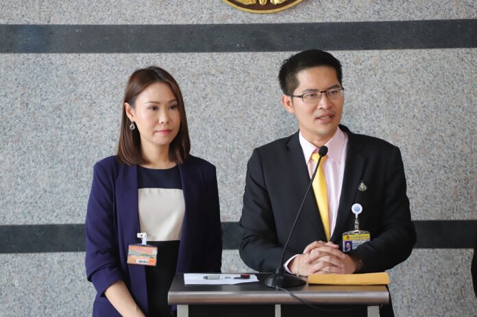 Mongkolkit Suksintharanont and Nuttaa “Bow” Mahattana at the news conference on July 24, 2019.
