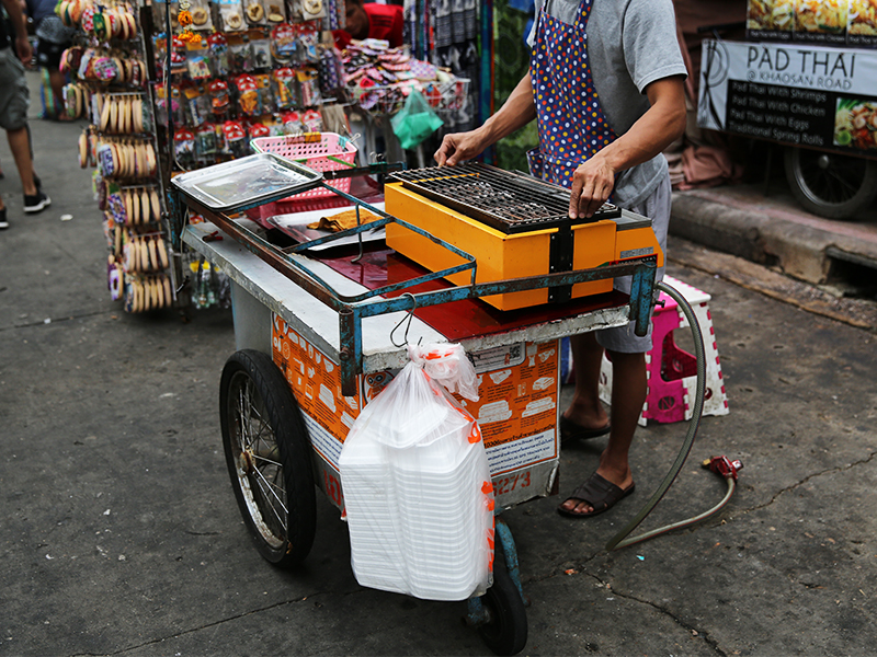 Styrofoam is still being used by many vendors on Khaosan Road on July 2.