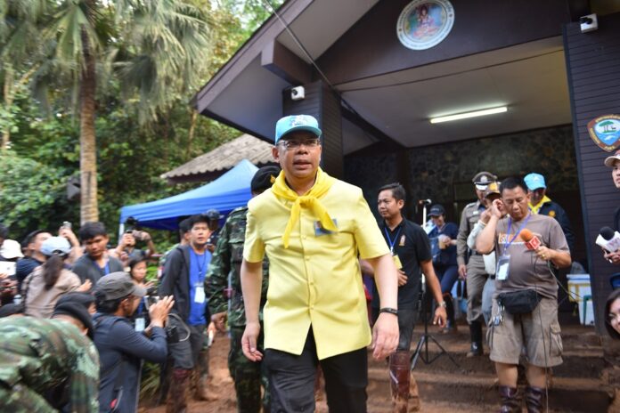 Narongsak Osatanakorn at the command center of Tham Luang rescue operation in Chiang Rai on June 29, 2018.