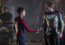Review: ‘Spider-Man’ Swings Again With a Successful Sequel This image released by Sony Pictures shows, from left, Numan Acar, Tom Holland and Jacky Gyllenhaal in a scene from "Spider-Man: Far From Home." Photo: Jay Maidment/Columbia Pictures/Sony via AP