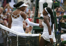 Gauff, Just 15, Shocks 5-Time Champ Venus, 39, at Wimbledon United States' Cori "Coco" Gauff, right, greets the United States's Venus Williams at the net after winning their Women's singles match during day one of the Wimbledon Tennis Championships in London, Monday, July 1, 2019. Photo: Tim Ireland