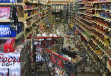 Strongest Earthquake in 20 Years Rattles Southern California In this photo provided by Adam Graehl, food and other merchandise lies on the floor at the Stater Bros. on China Lake Blvd., after an earthquake, Thursday, July 4, 2019, in Ridgecrest, Calif. The strongest earthquake in 20 years shook a large swath of Southern California and parts of Nevada on Thursday, rattling nerves on the July 4th holiday and causing injuries and damage in a town near the epicenter, followed by a swarm of ongoing aftershocks. Photo: Adam Graehl via AP
