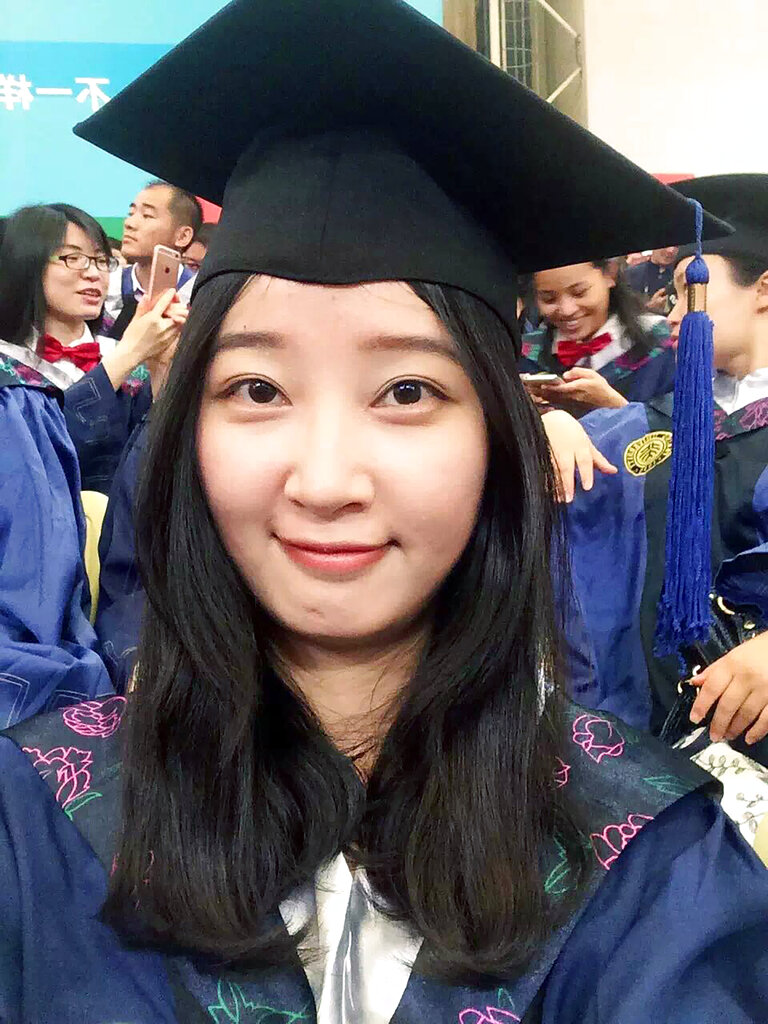 This 2016 selfie provided by her family shows Yingying Zhang in a cap and gown for her graduate degree in environmental engineering from Peking University Shenzhen Graduate School in China. Brendt Christensen's will serve a sentence of life in prison because a federal jury said Thursday, July 18, 2019, it could not unanimously agree he should receive the death penalty in the 2017 abduction, rape and killing of 26-year-old Yingying Zhang. Photo: Zhang Family Photo via AP, File