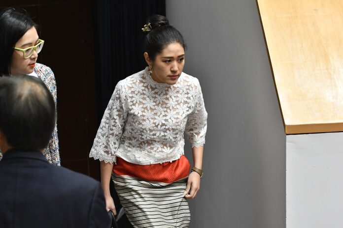 Future Forward spokeswoman Pannika Wanich at the parliament on July 4, 2019.