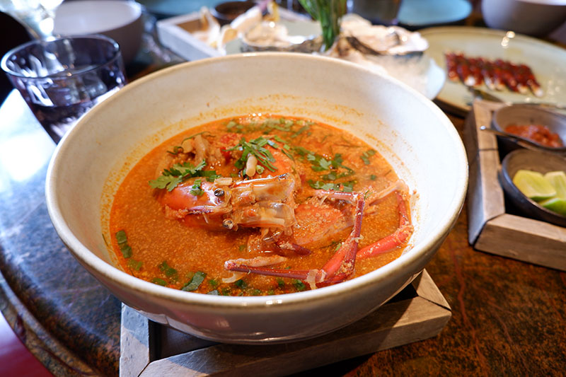 River prawn tom yum kung (1,200 baht).