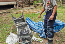 Air Force Jet Crashes in Chiang Mai, Pilot Killed An ejection seat of the crashed jet on July 11. Photo: RescueThailandClub / Facebook