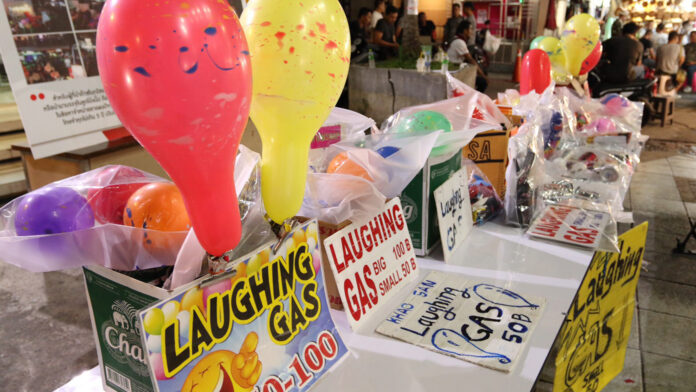 Balloons filled with nitrous oxide seized by the police on July 11. Balloons filled with nitrous oxide seized by the police on July 11.