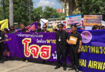 Facing Harassment, State Enterprise Unions Call for Right to Strike In this file photo dated April 18, 2017, Thai Airways International Union submitted a petition to Prime Minister Prayuth Chan-ocha at Government House demanding the use of Article 44 to remove the airway's board of directors due to the lack of transparency. Photo: Matichon.