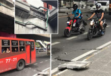 Concrete Panel Falls from BTS Ari Onto Bus Stop Below Photos: Isara Ariyachaipanich / Facebook