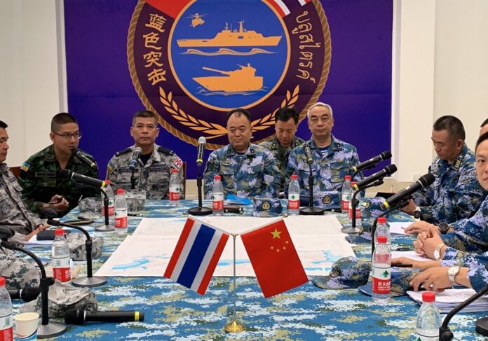 Thai and Chinese navy officers attend a joint military exercise on May 4, 2019, in China's Guangdong province. Image: Royal Thai Navy.
