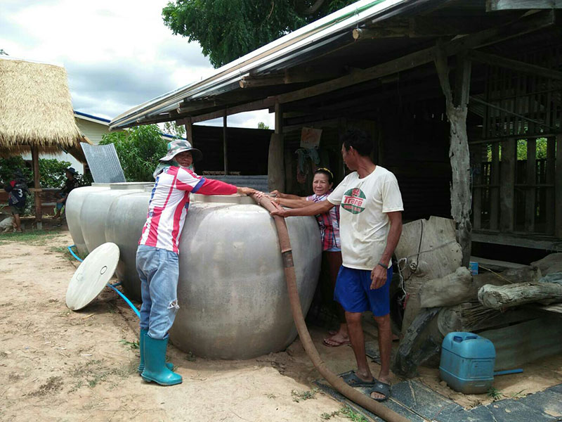 Local officials deliver water supplies to a village Aug. 28, 2019 in Nakhon Ratchasima.