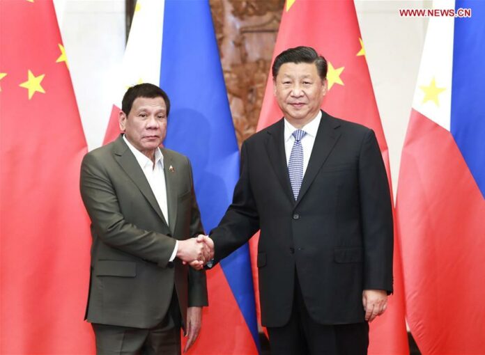 Chinese President Xi Jinping meets with Philippine President Rodrigo Duterte at the Diaoyutai State Guesthouse in Beijing, capital of China, Aug. 29, 2019. (Xinhua/Pang Xinglei)