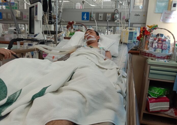 Abdulloh Esomuso seen on a hospital bed shortly before his death.
