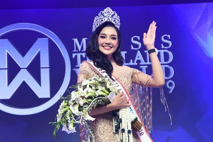 Narintorn “Grace” Chadapattarawalrachoat is crowned Miss Thailand World 2019 on Aug. 3, 2019.