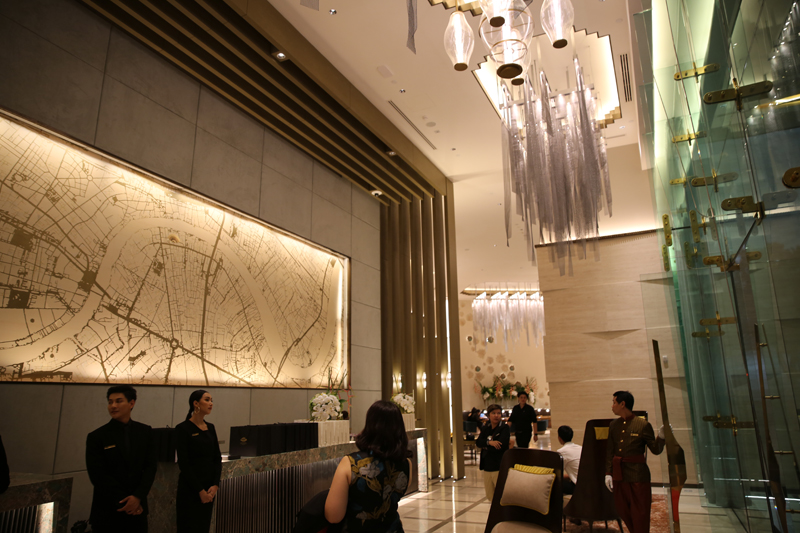 The lobby at the Residences at Mandarin Oriental, Bangkok.