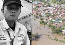 Ubon Floods: Death Toll Reaches 33, Including Rescue Worker Left: Damrongsak Jeadprakhon. Photo: Let Me Know About Ubon Ratchathani / Facebook. Right: Flooding in Ubon Ratchathani in September 2019.