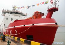 China’s First Homemade Polar Icebreaker to Begin Maiden Voyage in October The polar icebreaker "Xuelong 2" berths at the port of Jiangnan Shipyard (Group) Co., Ltd. in east China's Shanghai, July 11, 2019. Photo: Ding Ting / Xinhua