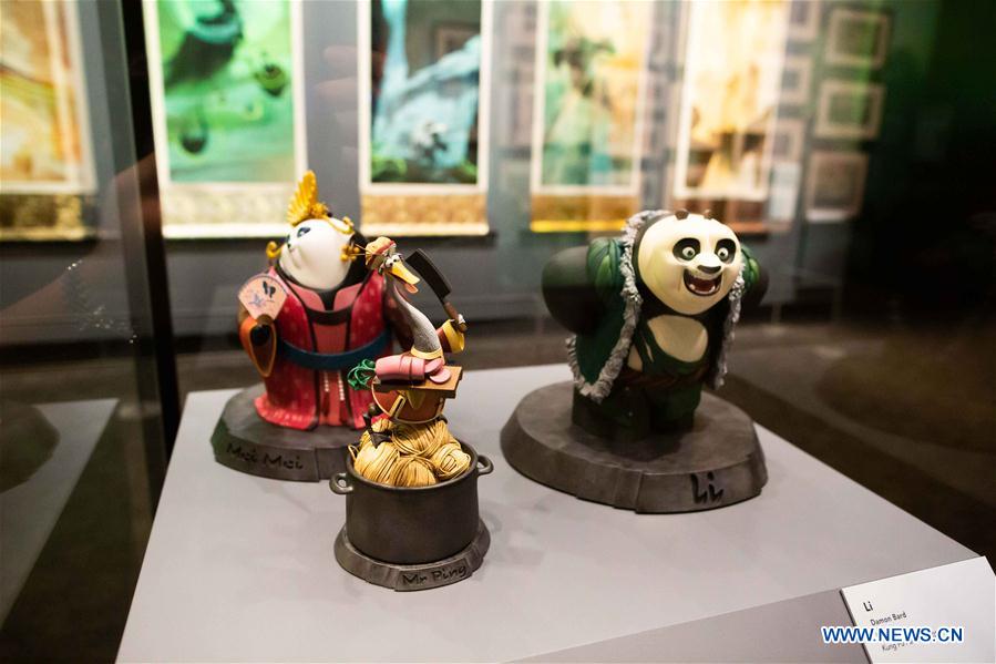 Photo taken on Sept. 11, 2019 shows 3D models made and used for the DreamWorks movies at an exhibition on DreamWorks Animation in the National Museum of Australia (NMA) in Canberra, Australia. NMA will launch the DreamWorks Animation: The Exhibition on Thursday. Running until Feb. 2, 2020, the exhibition features more than 400 items from 33 DreamWorks Animation films, including Shrek, Madagascar, Kung Fu Panda, Prince of Egypt, How to Train Your Dragon. Photo: Liang Tianzhou / Xinhua