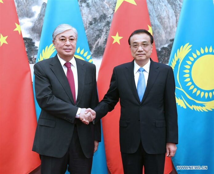 Chinese Premier Li Keqiang meets with Kazakh President Kassym-Jomart Tokayev at the Diaoyutai State Guesthouse in Beijing, capital of China, Sept. 11, 2019. Photo: Rao Aimin / Xinhua