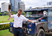 10% There: Singapore–London Last Overland Journey Makes Pitstop in Bangkok Alex Bescoby next to the Oxford on Sept. 2, 2019 at the Royal Bangkok Sports Club.