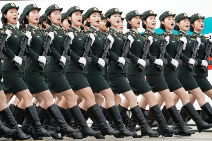 Members of the armed forces rehearse for China's National Day Parade. Image: Xinhua.