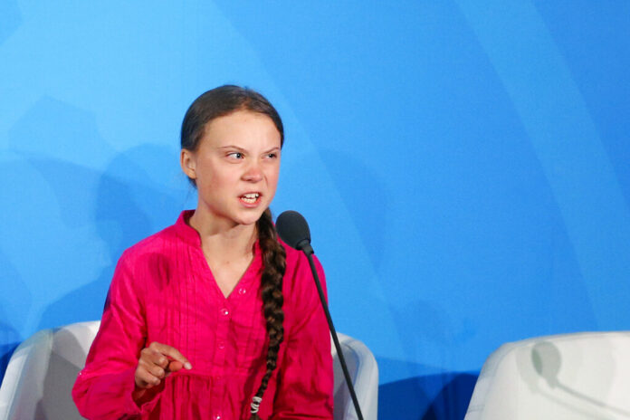 Environmental activist Greta Thunberg, of Sweden, addresses the Climate Action Summit in the United Nations General Assembly, at U.N. headquarters, Monday, Sept. 23, 2019. Photo: Jason DeCrow / AP