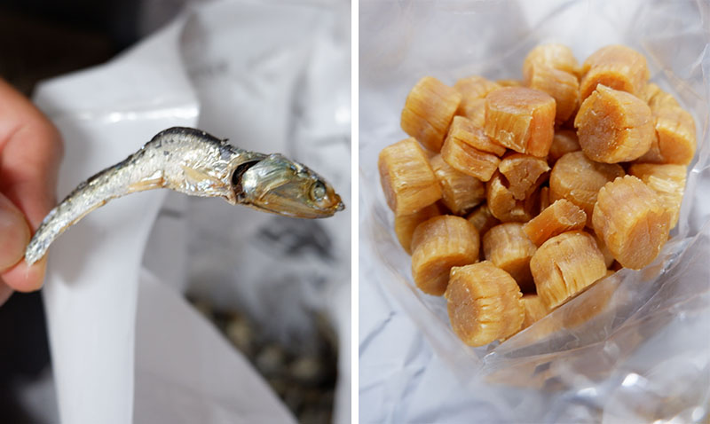 Dried seafood used in the stock.