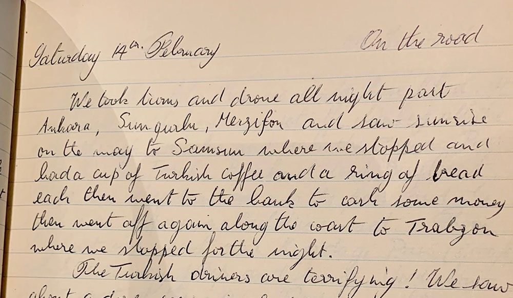 Anussorn’s diary entry on Feb. 14, 1970, written in northern Turkey.