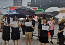 18 Pro-Hong Kong Protest Students Gather in Downtown Bangkok