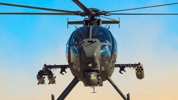 Saudi Arabian National Guard AH-6I. Photo: Ahmed Hader / Twitter