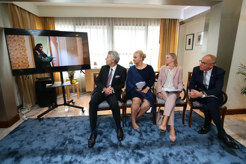 The ambassadors of Denmark, Finland, Norway, and Sweden watch a trailer of “What Will People Say” on Sept. 10, 2019.