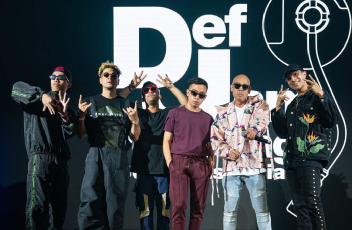 From left to right: Fariz Jabba, Daboyway, A. Nayaka, Alif, Joe Flizzow, and Yung Raja at the Def Jam Southeast Asia unveiling event on Sept. 17, 2019 in Singapore.