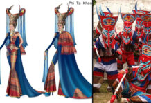 Miss Universe Thailand to Represent Isaan Festival with ‘Phi Ta Khon’ Costume Left: Alongkorn Kongin’s “Phi Ta Khon Festival of Thailand” costume. Right: The Phi Ta Khon festival in July 2006. Photo: Stephane Megecaze / Wikimedia Commons