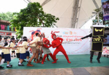One in 10 Thais Have Marital Problems Due to Alcohol, Survey Says Students playing tug of war with a liquor mascot during an anti-alcohol event at the Victory Monument on July 31, 2018.