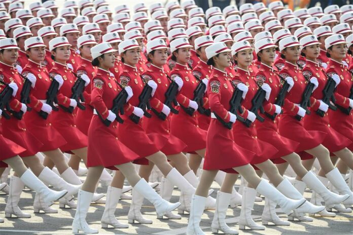 Members of the armed forces march through the Tian'anmen Square in central Beijing on Oct. 1, 2019. Image: Xinhua