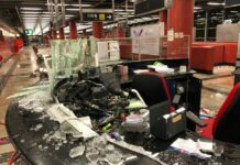 Hong Kong Metro System Scarred by Extensive Sabotage Photo shows an info counter at a MTR station smashed by rioters in Hong Kong. Photo: MTR via Xinhua
