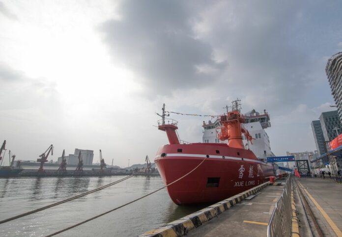 China's first domestically built polar icebreaker