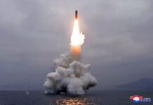 North Korea Says Underwater-Launched Missile Test Succeeded In this Wednesday, Oct. 2, 2019, photo provided Thursday, Oct. 3, 2019, by the North Korean government, an underwater-launched missile lifts off in the waters off North Korea's eastern coastal town of Wonsan. North Korea fired a ballistic missile from the sea on Wednesday, South Korea's military said, a suggestion that it may have tested an underwater-launched missile for the first time in three years ahead of a resumption of nuclear talks with the United States this weekend. The content of this image is as provided and cannot be independently verified. Korean language watermark on image as provided by source reads: "KCNA" which is the abbreviation for Korean Central News Agency. Photo: Korean Central News Agency / Korea News Service via AP