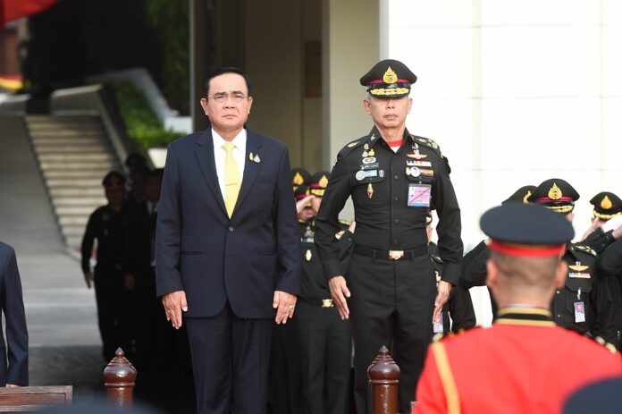 Prime Minister Prayuth Chan-ocha and army chief Gen. Apirat Kongsompong at the Royal Thai Army headquarters on Oct. 9, 2019.