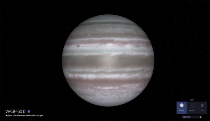 A visualization of WASP-50 b. Image: NASA A visualization of WASP-50 b. Image: NASA