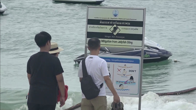 Warning signs along Lamai Beach.