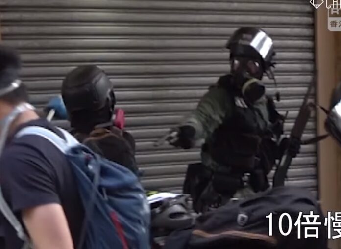An amateur video footage screencap of the shooting on Oct. 1, 2019.