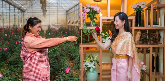 Combination photo taken on Feb. 15 (L) and Feb. 16, 2019 shows a flower grower in southwest China's Yunnan Province 